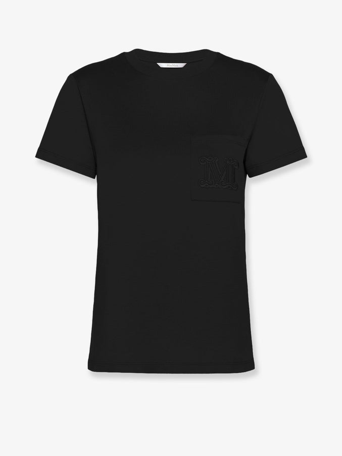 Max Mara Papaia Cotton T-Shirt With Monogram Nero