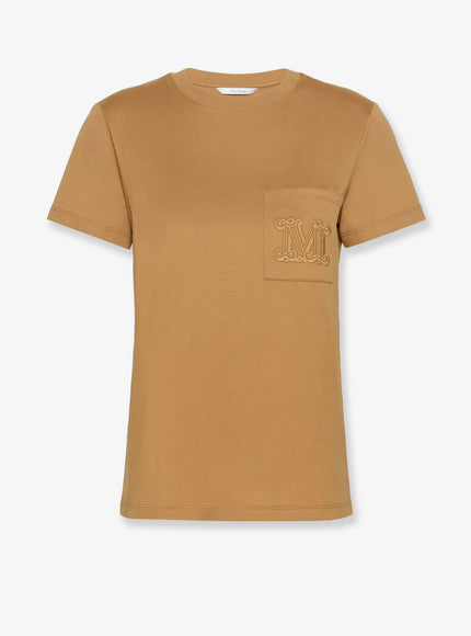 Max Mara Papaia Cotton T-Shirt With Monogram Cammello