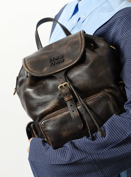 Miu Miu Leather Backpack With A Vintage Effect