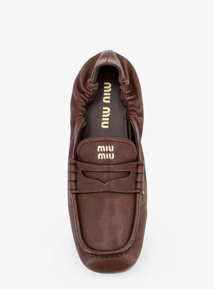 Miu Miu Ruches Leather Loafers