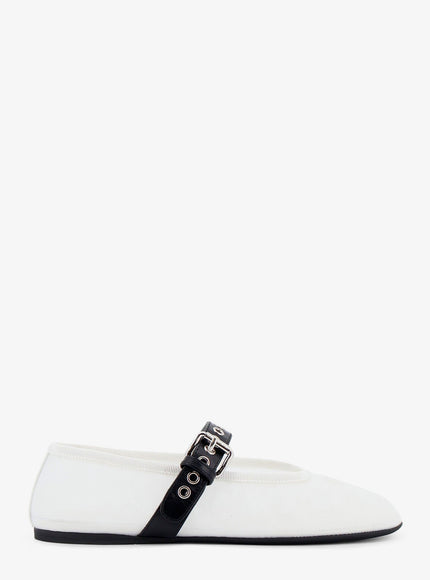 Miu Miu Mesh Fabric Ballerinas Bianco