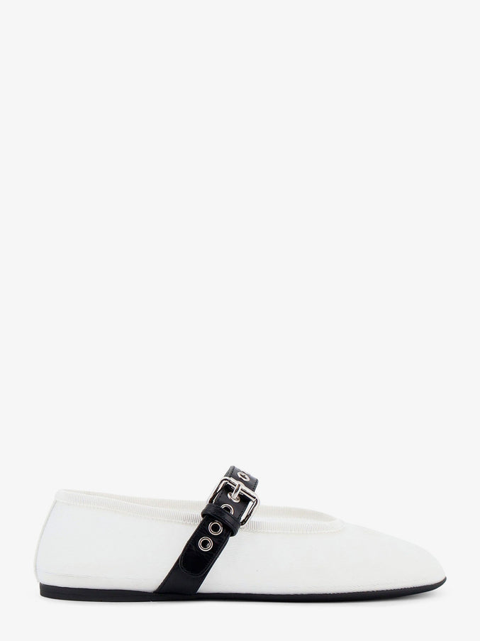 Miu Miu Mesh Fabric Ballerinas Bianco