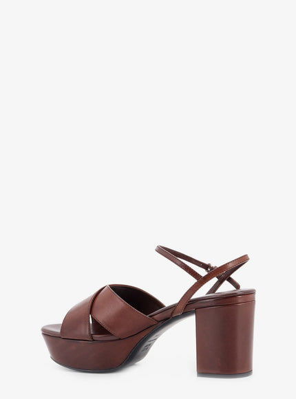 Miu Miu Leather Heeled Sandals With Logo