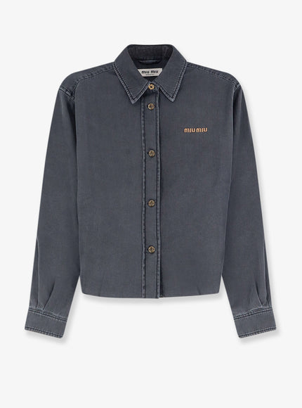 Miu Miu Grey Light Denim Shirt Nero
