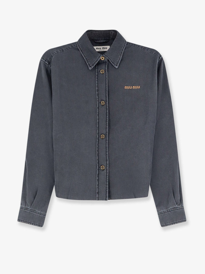 Miu Miu Grey Light Denim Shirt Nero