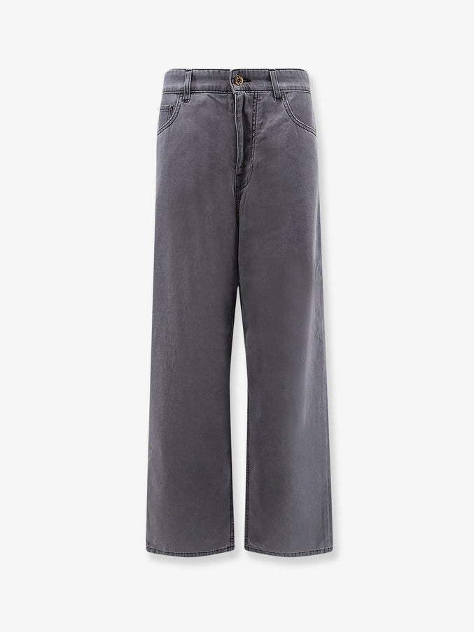 Miu Miu Grey Light Denim Trousers Nero