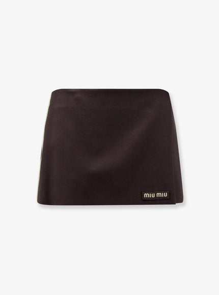 Miu Miu Mohair And Virgin Wool Mini Skirt Cacao