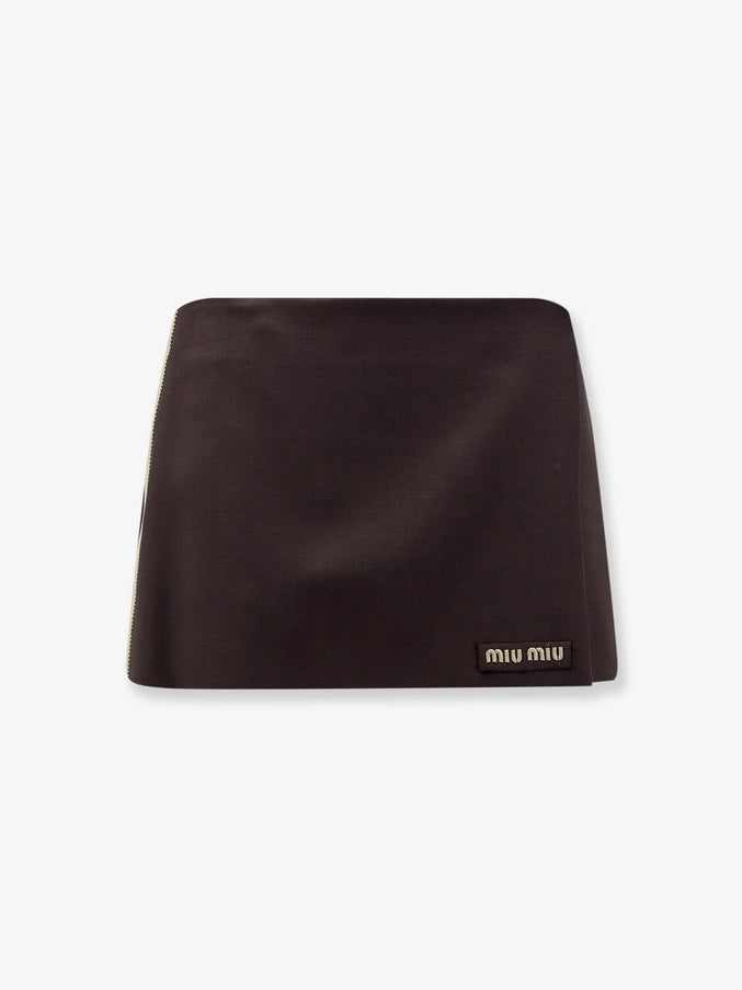 Miu Miu Mohair And Virgin Wool Mini Skirt Cacao
