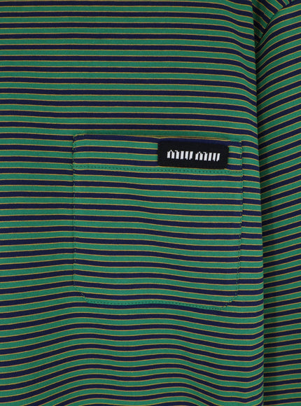 Miu Miu Cotton T-Shirt With Striped Pattern