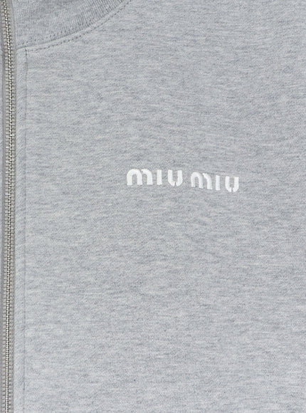 Miu Miu Oversize Cotton Sweatshirt With Zip Closure