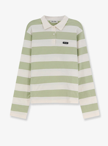 Miu Miu Cotton Polo Shirt With Striped Pattern Petaloagave