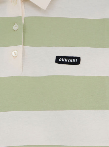 Miu Miu Cotton Polo Shirt With Striped Pattern