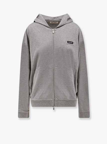 Miu Miu Mélange Jersey Sweatshirt Grigio