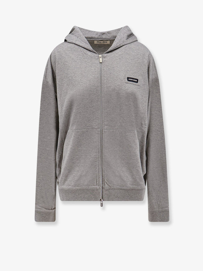 Miu Miu Mélange Jersey Sweatshirt Grigio