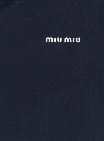 Miu Miu Cotton Sweatshirt With Logo Embroidery