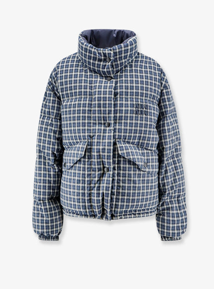 Miu Miu Reversible Madras Flannel Down Jacket Blubianco