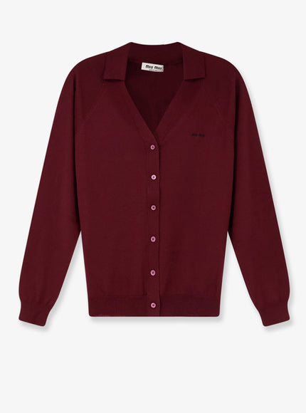 Miu Miu Virgin Wool Cardigan Amarantonero