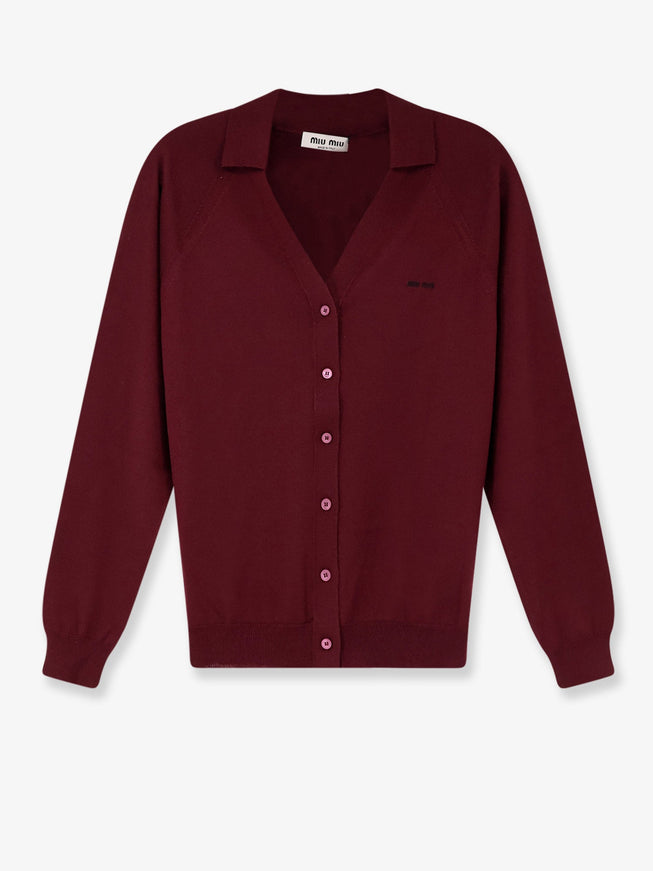 Miu Miu Virgin Wool Cardigan Amarantonero