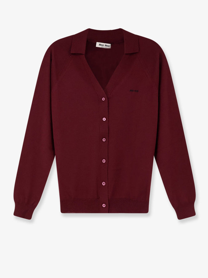 Miu Miu Virgin Wool Cardigan Amarantonero