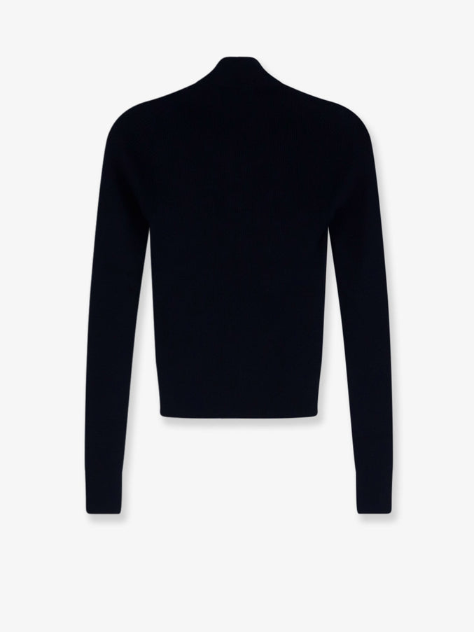 Miu Miu Cotton Zip Cardigan with Logo Inlay