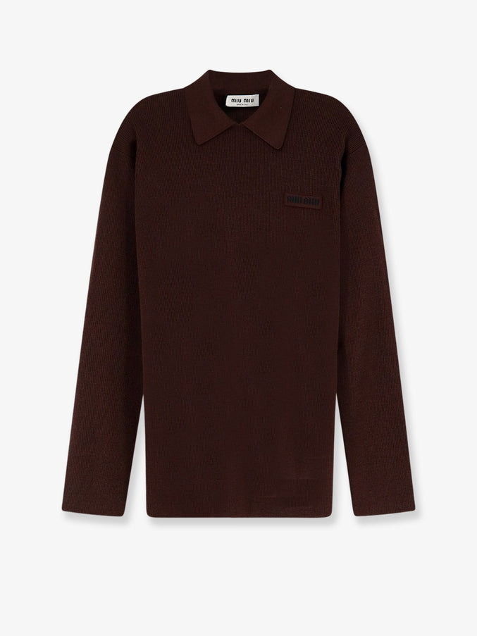 Miu Miu Wool Polo Shirt Cacao