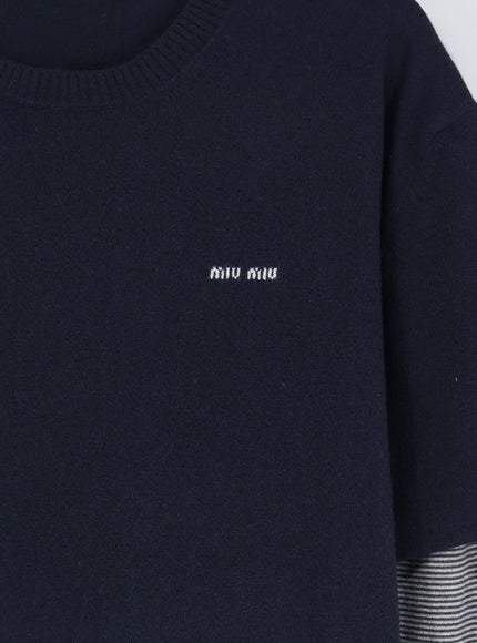 Miu Miu Double Sleeve Virgin Wool and Cashmere Sweater