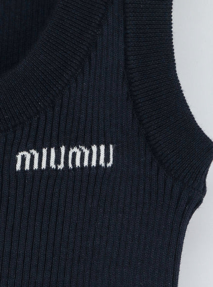 Miu Miu Ribbed Cotton Tank Top