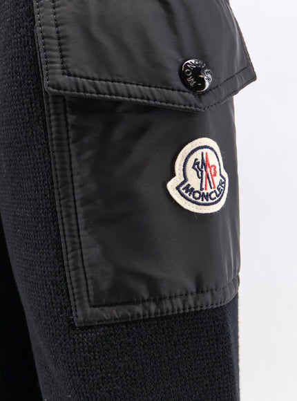 Moncler Virgin Wool Cardigan With Logo Patch