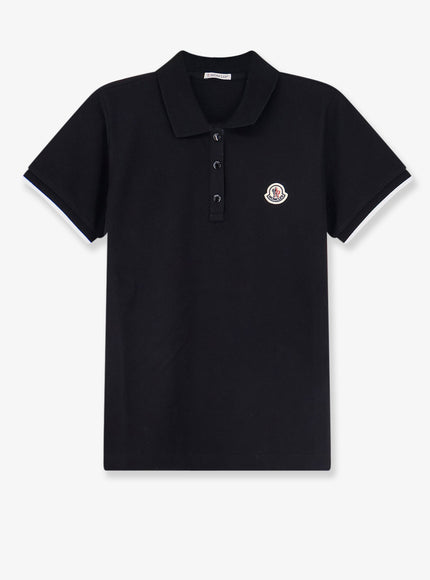Moncler Cotton Polo Shirt With Logo Patch Nero