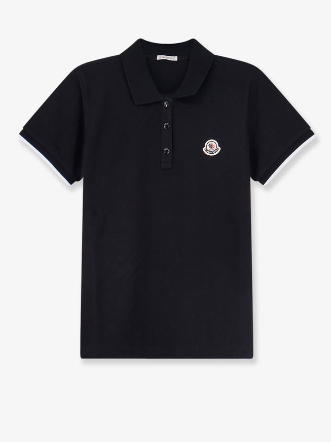 Moncler Cotton Polo Shirt With Logo Patch Nero