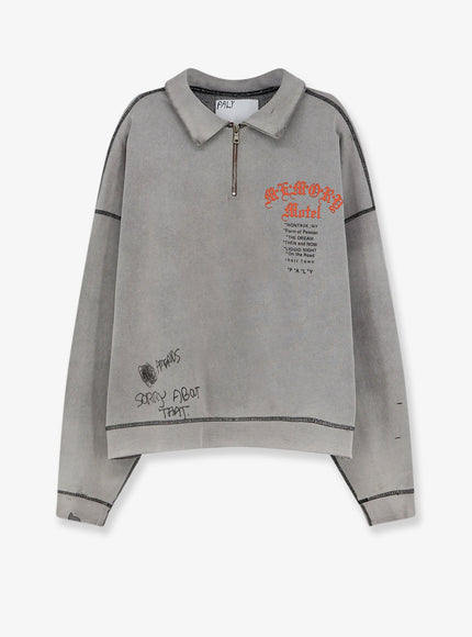 Paly Cotton Sweatshirt With Front Logo Print Xl Xxl Gray