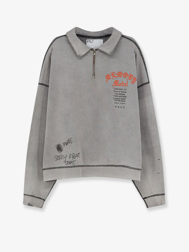 Paly Cotton Sweatshirt With Front Logo Print Xl Xxl Gray