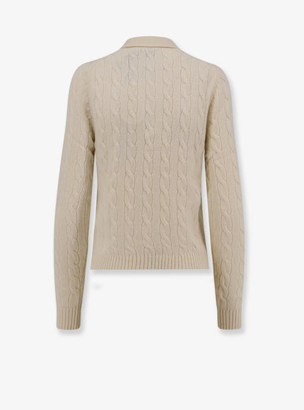 Braided Knit Wool And Cashmere Polo Shirt