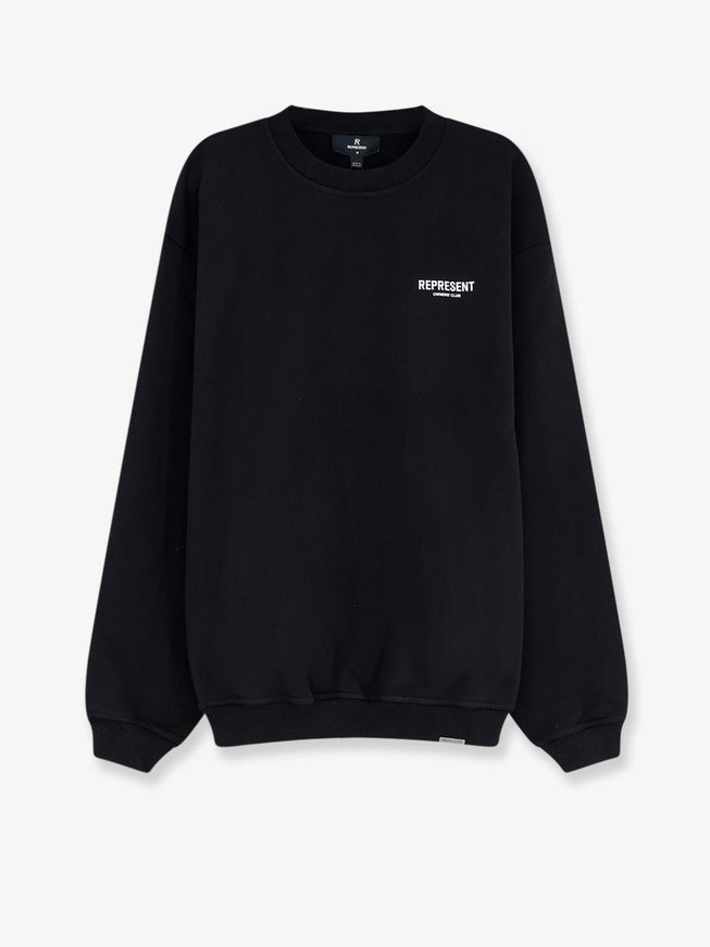 Represent Cotton Sweatshirt With Printed Logo On The Front Black