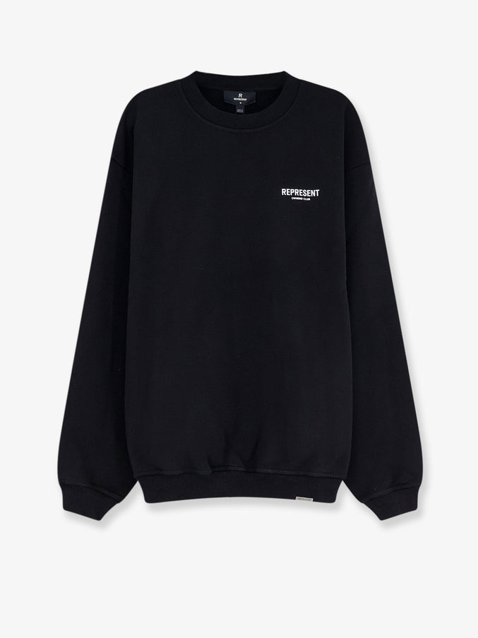 Represent Cotton Sweatshirt With Printed Logo On The Front Black