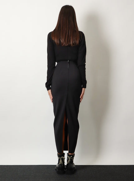 Rick Owens Dirt Pillar Long Stretch Wool Skirt