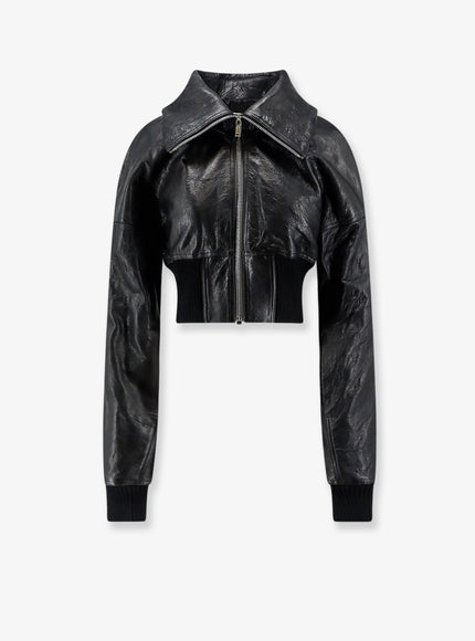 Rick Owens Dracuflight Cropped Leather Jacket in Black Black