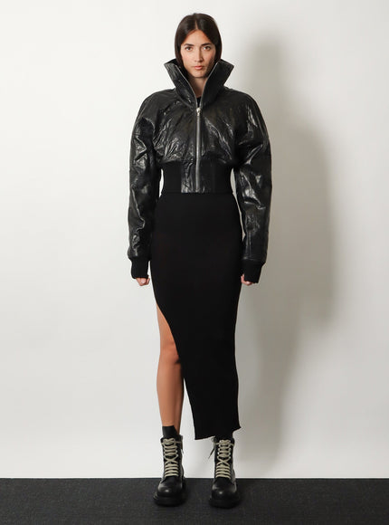 Rick Owens Dracuflight Cropped Leather Jacket in Black