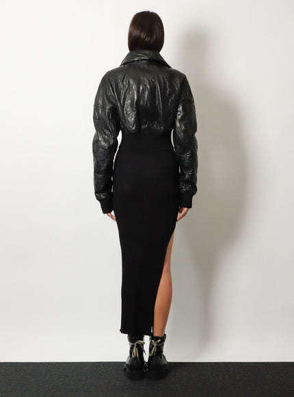 Rick Owens Dracuflight Cropped Leather Jacket in Black
