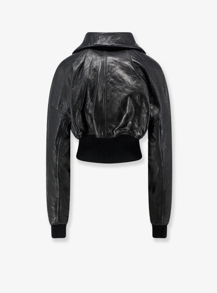 Rick Owens Dracuflight Cropped Leather Jacket in Black