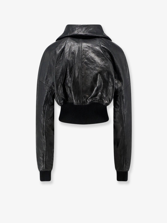 Rick Owens Dracuflight Cropped Leather Jacket in Black
