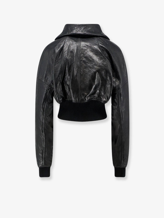 Rick Owens Dracuflight Cropped Leather Jacket in Black