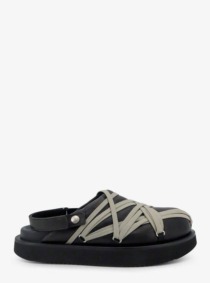 Rick Owens Megalace Leather Sandals Blackpearl