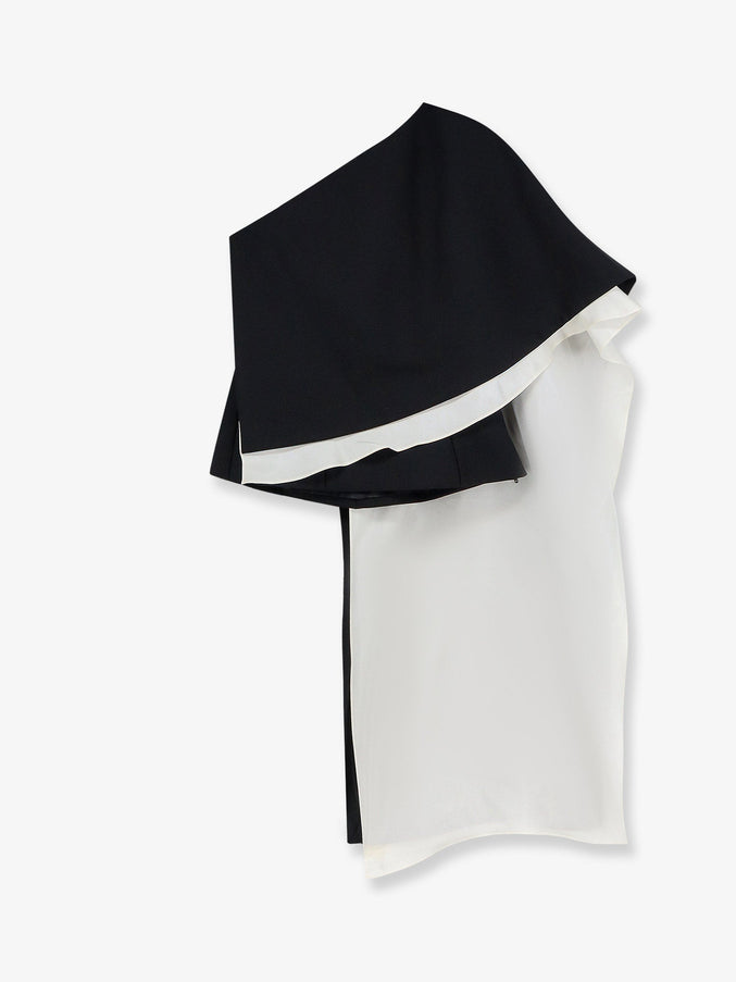 Rohe Wool Blend Top With Silk Inserts Black