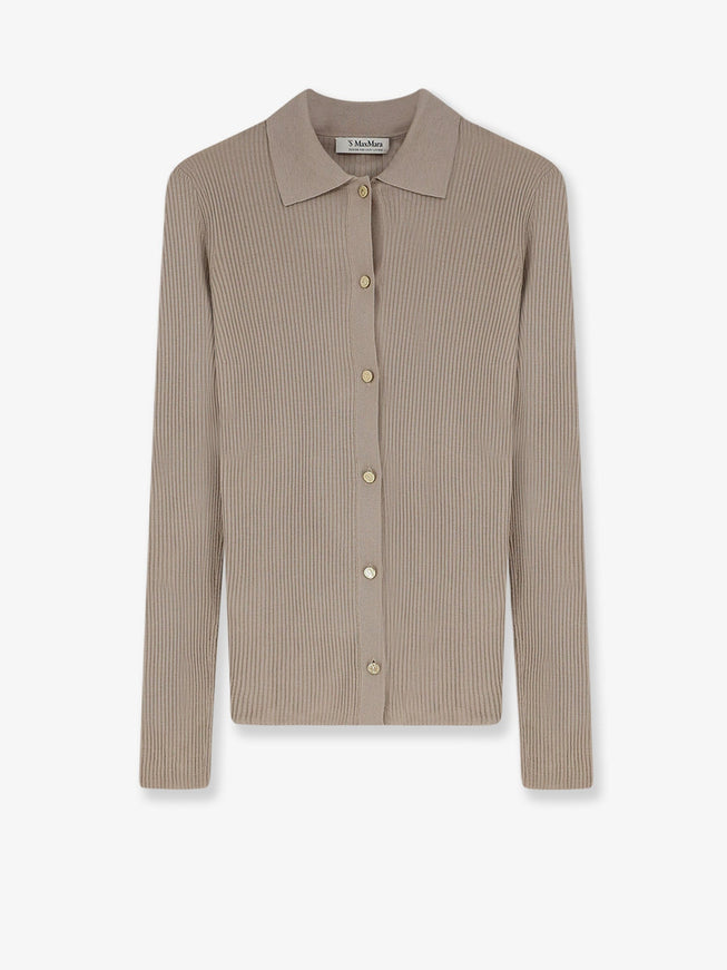 'S Max Mara Smmlimone Virgin Wool Cardigan Beige