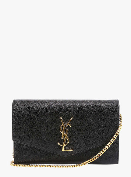 Saint Laurent Leather Crossbody Bag With Metal Cassandre Logo Uni Nero