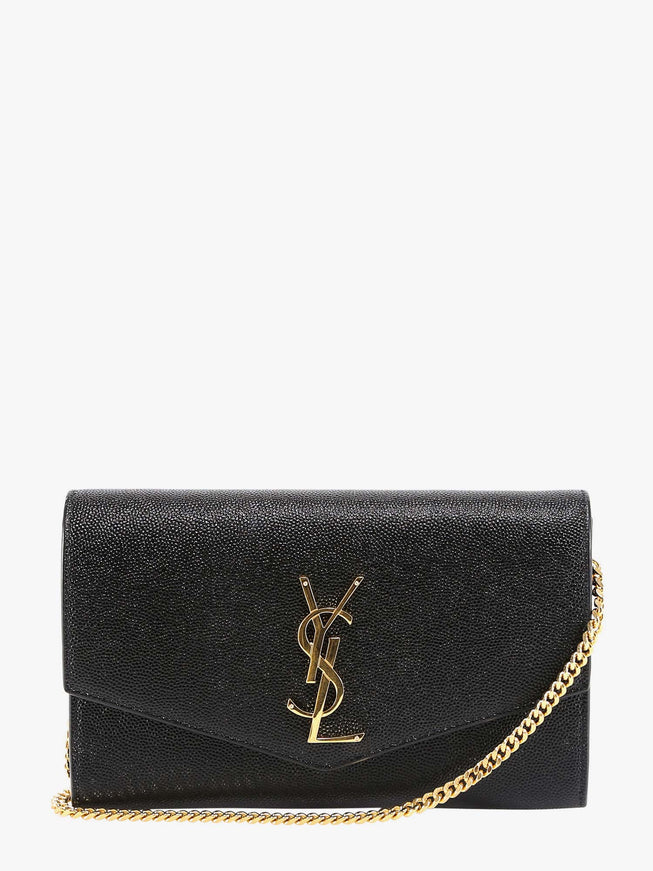 Saint Laurent Leather Crossbody Bag With Metal Cassandre Logo Uni Nero