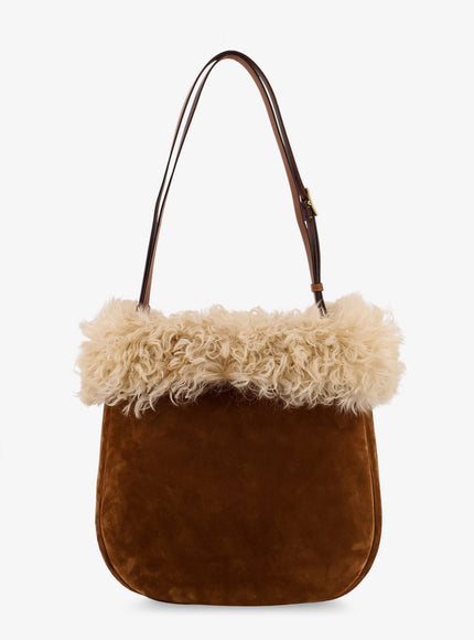 Saint Laurent Suede Shoulder Bag With Shearling Profile