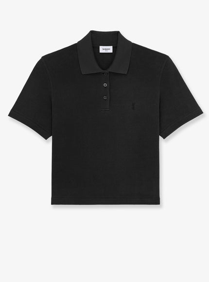 Saint Laurent Cassandre Cotton Piqué Cotton Polo Shirt Noir