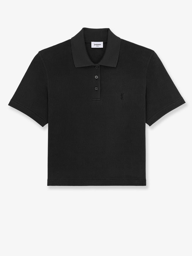 Saint Laurent Cassandre Cotton Piqué Cotton Polo Shirt Noir
